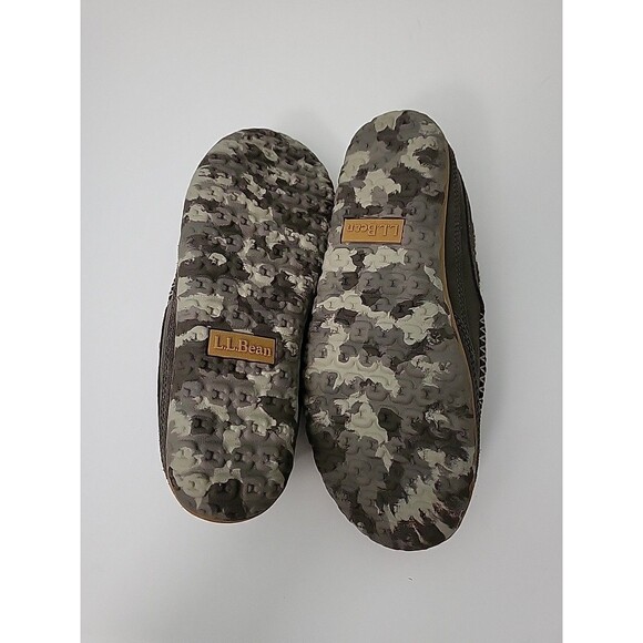 LL BEAN Mountain Slipper Scuffs Mens 7 Ash Gray Suede Leather Fleece Lined Comfy - Picture 9 of 9